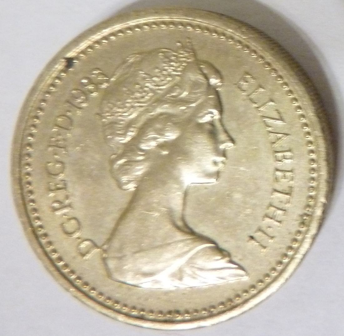 A one pound coin from 1983