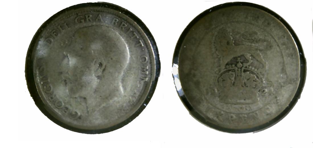 A 1924 sixpence coin